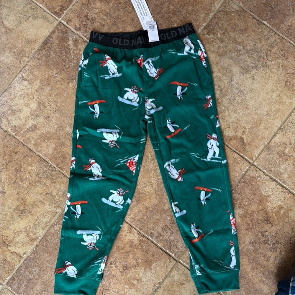 Old Navy Green Snowman Print Pajama Pants
